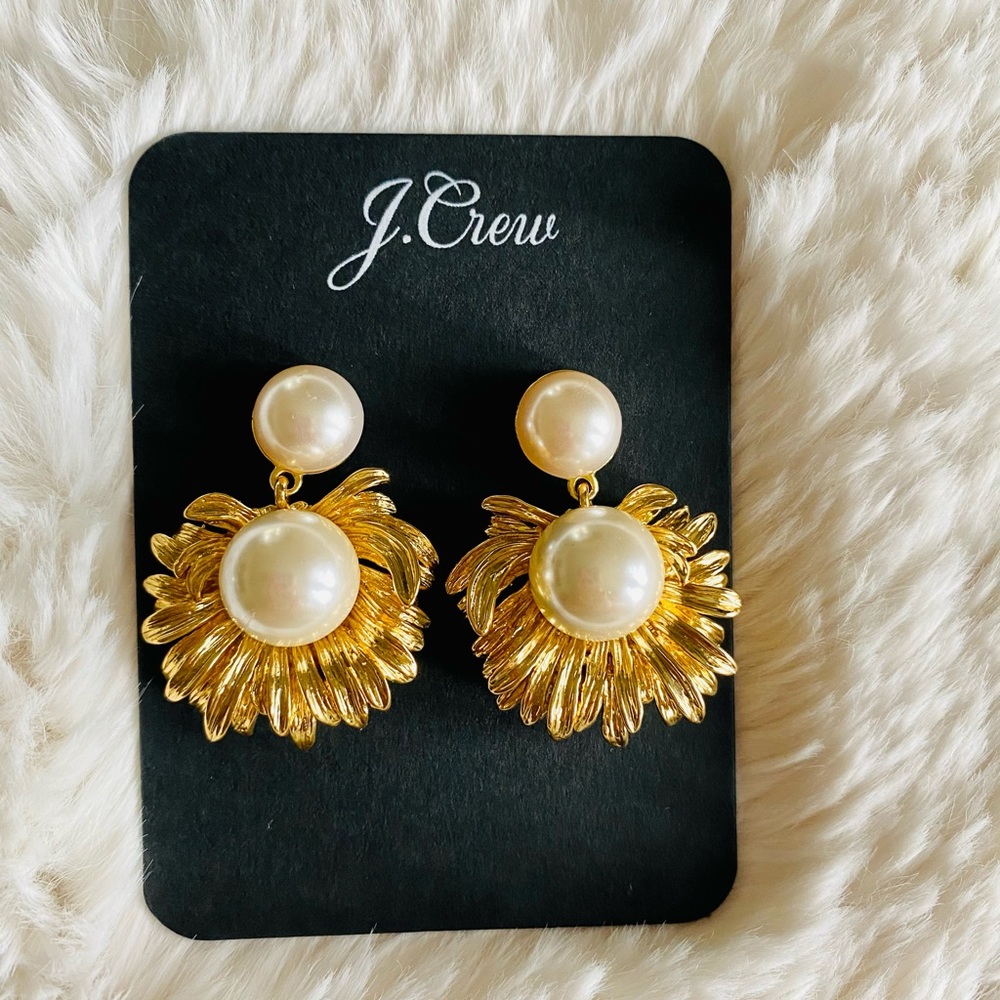 J. Crew flower pearl drop earrings